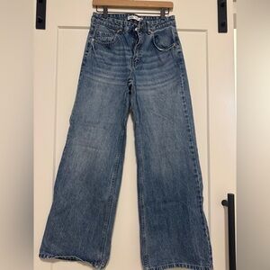 Zara Wide-Leg High-Rise Jeans - Medium Blue Wash